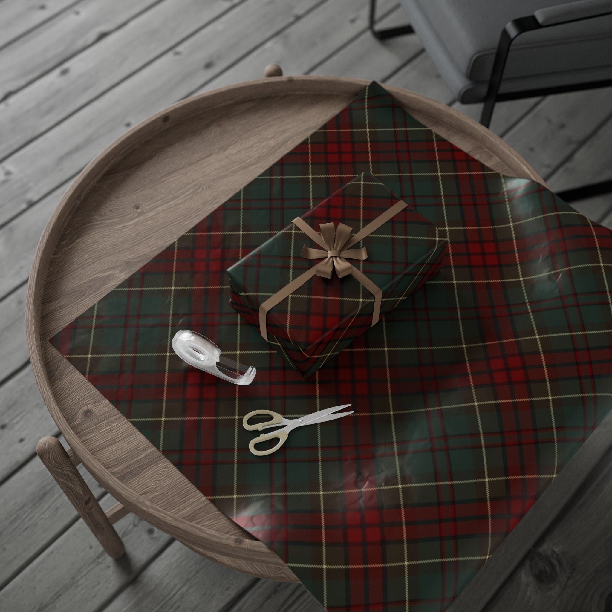 Plaid Wrapping Paper Roll — Classic Red & Green Tartan Gift Wrap for Christmas