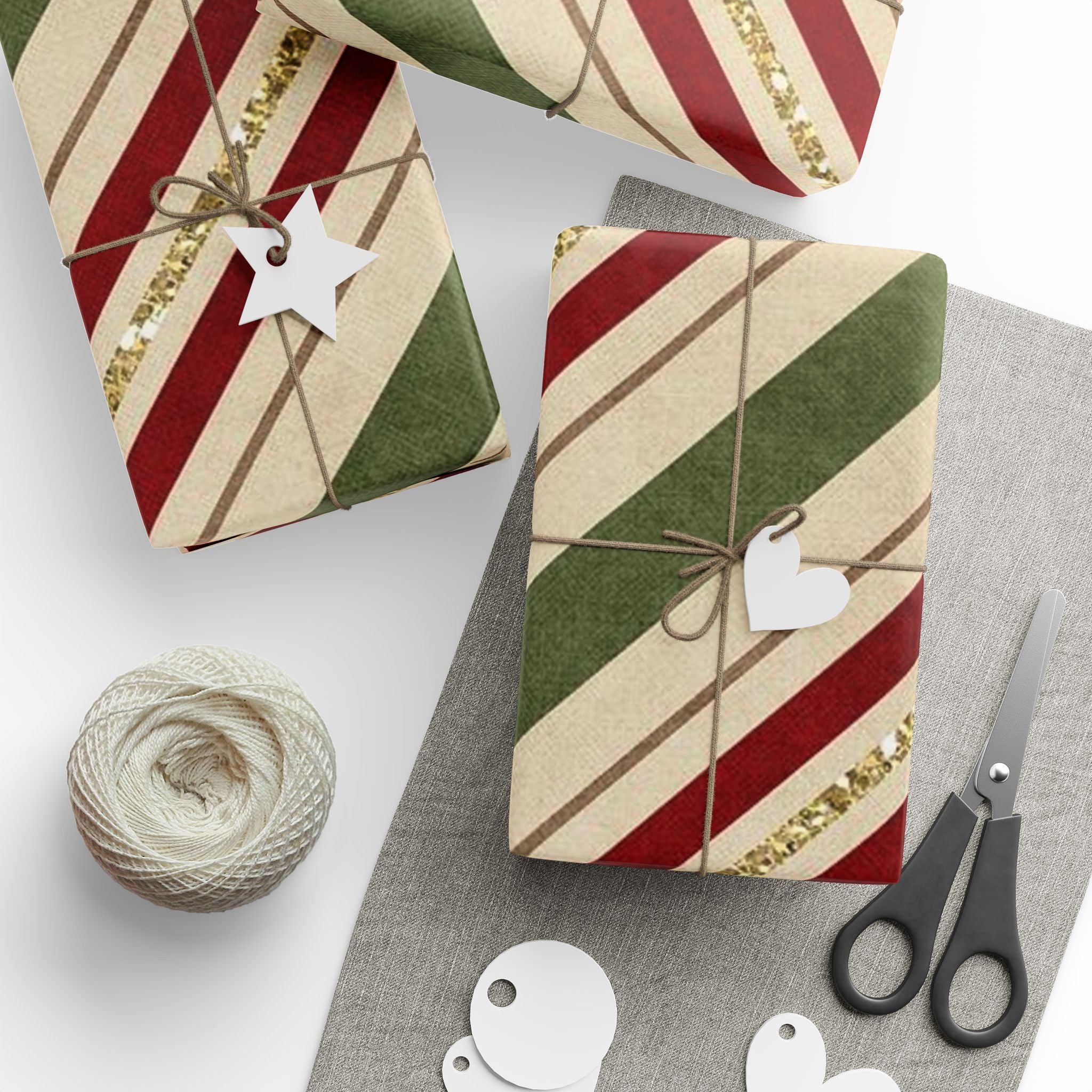 Festive Striped Wrapping Paper, Holiday Gift Wrap, Christmas Wrapping, Eco-Friendly Paper, Seasonal Decor