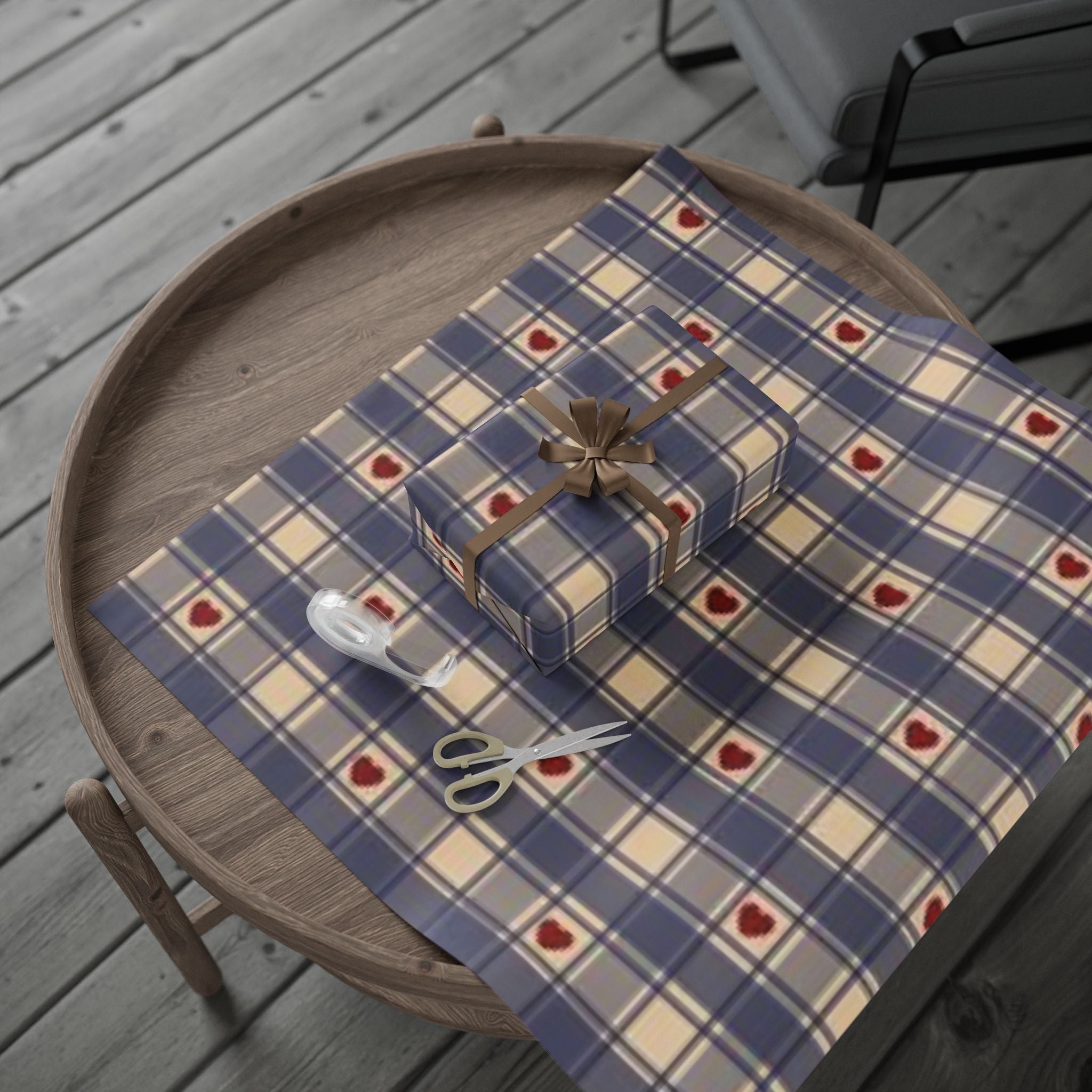 Heartfelt Plaid Wrapping Paper - Perfect for Valentine's, Birthdays, Gifts, Celebrate Love, Gift Wrapping