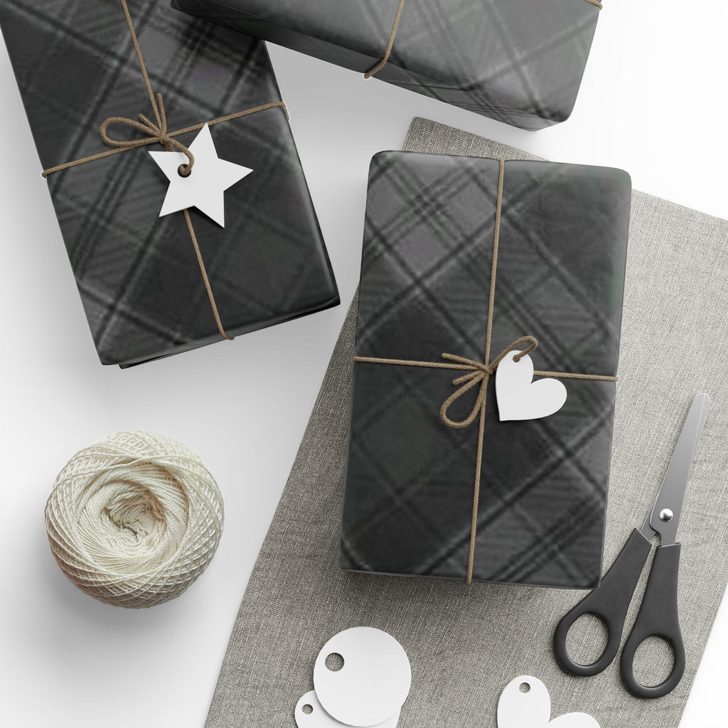 Elegant Black Plaid Wrapping Paper, Versatile Gift Wrap for Holidays, Birthdays, Weddings, and Special Occasions