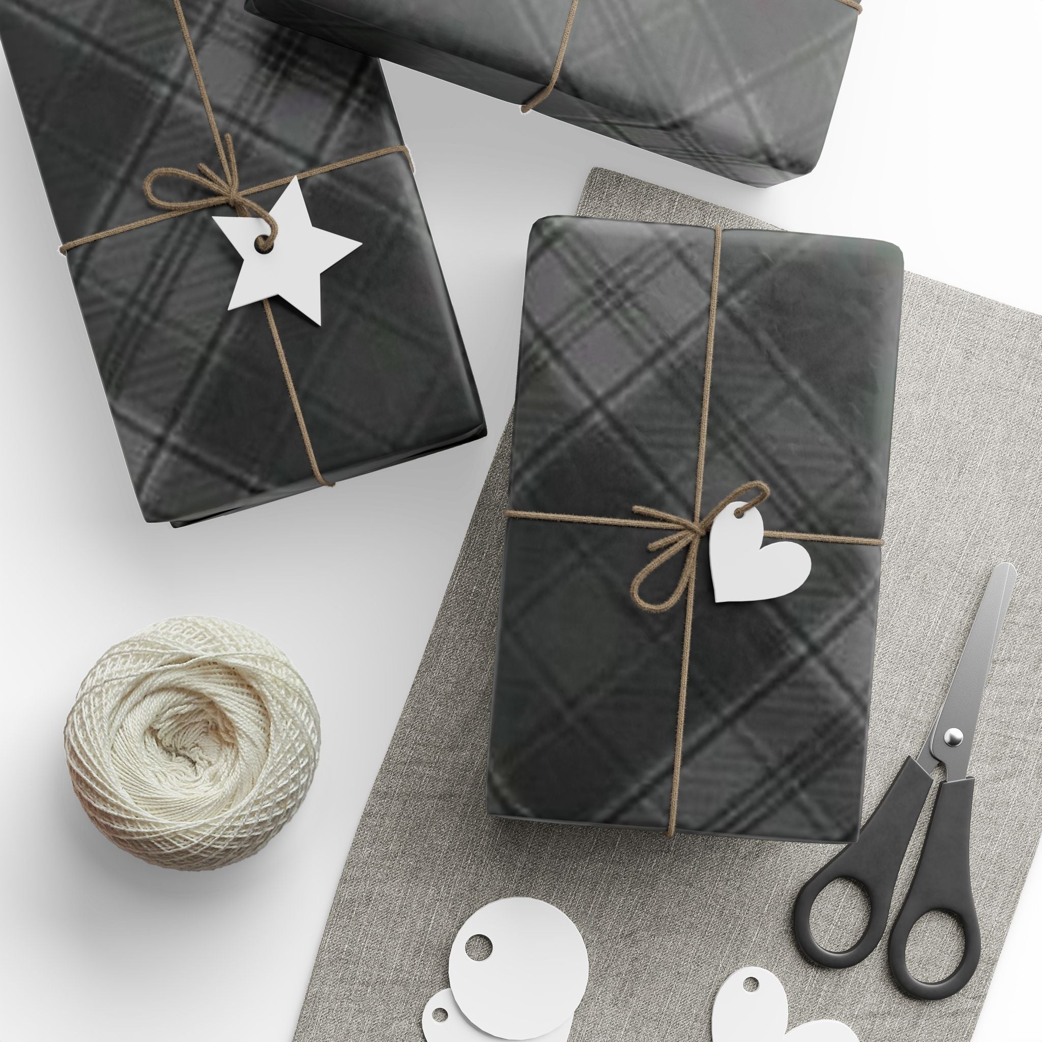 Elegant Black Plaid Wrapping Paper, Versatile Gift Wrap for Holidays, Birthdays, Weddings, and Special Occasions