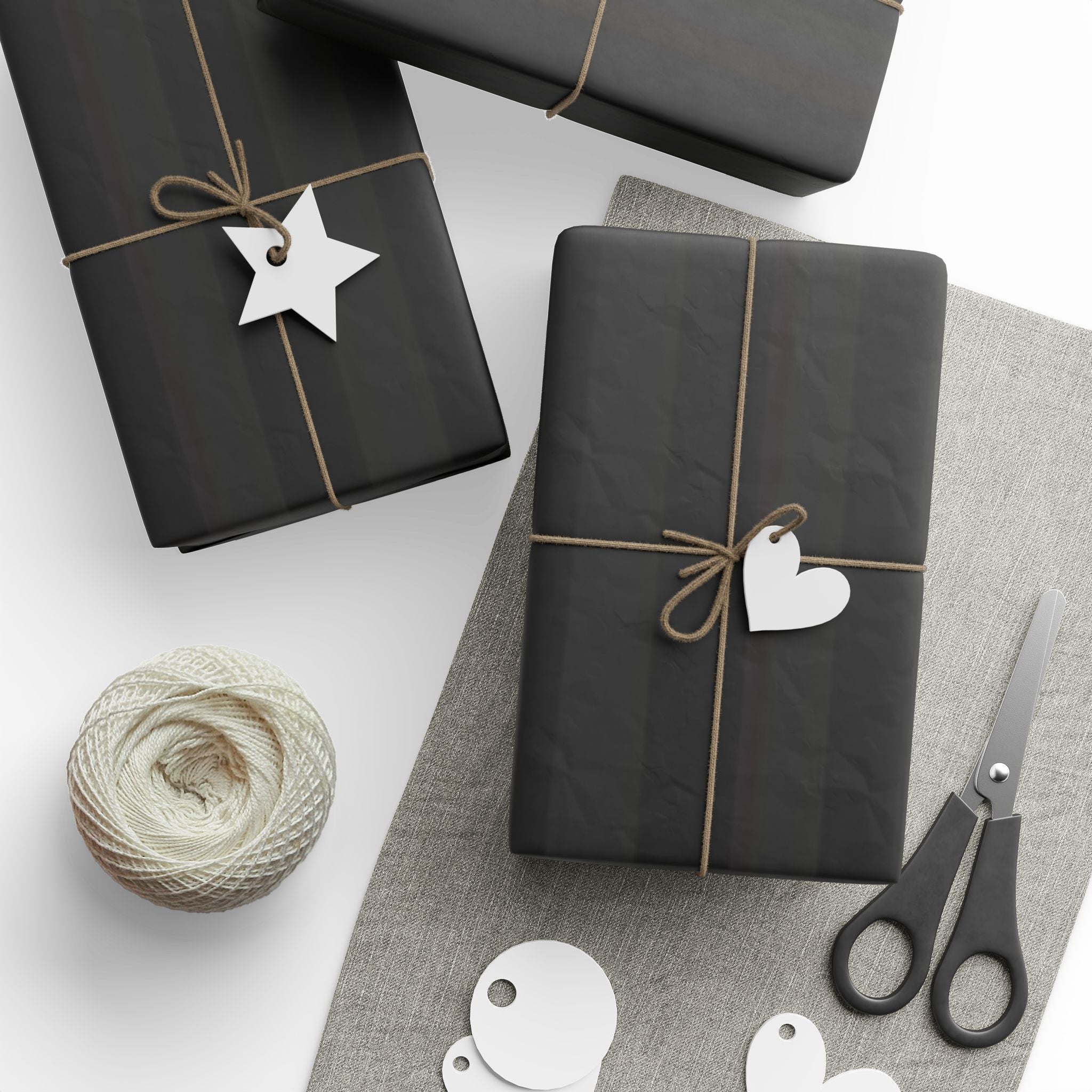 Elegant Black Wrapping Papers, Minimalist Gift Wrap Roll, Modern Party Supplies, Birthday, Holiday, Eco-Friendly Wrapping