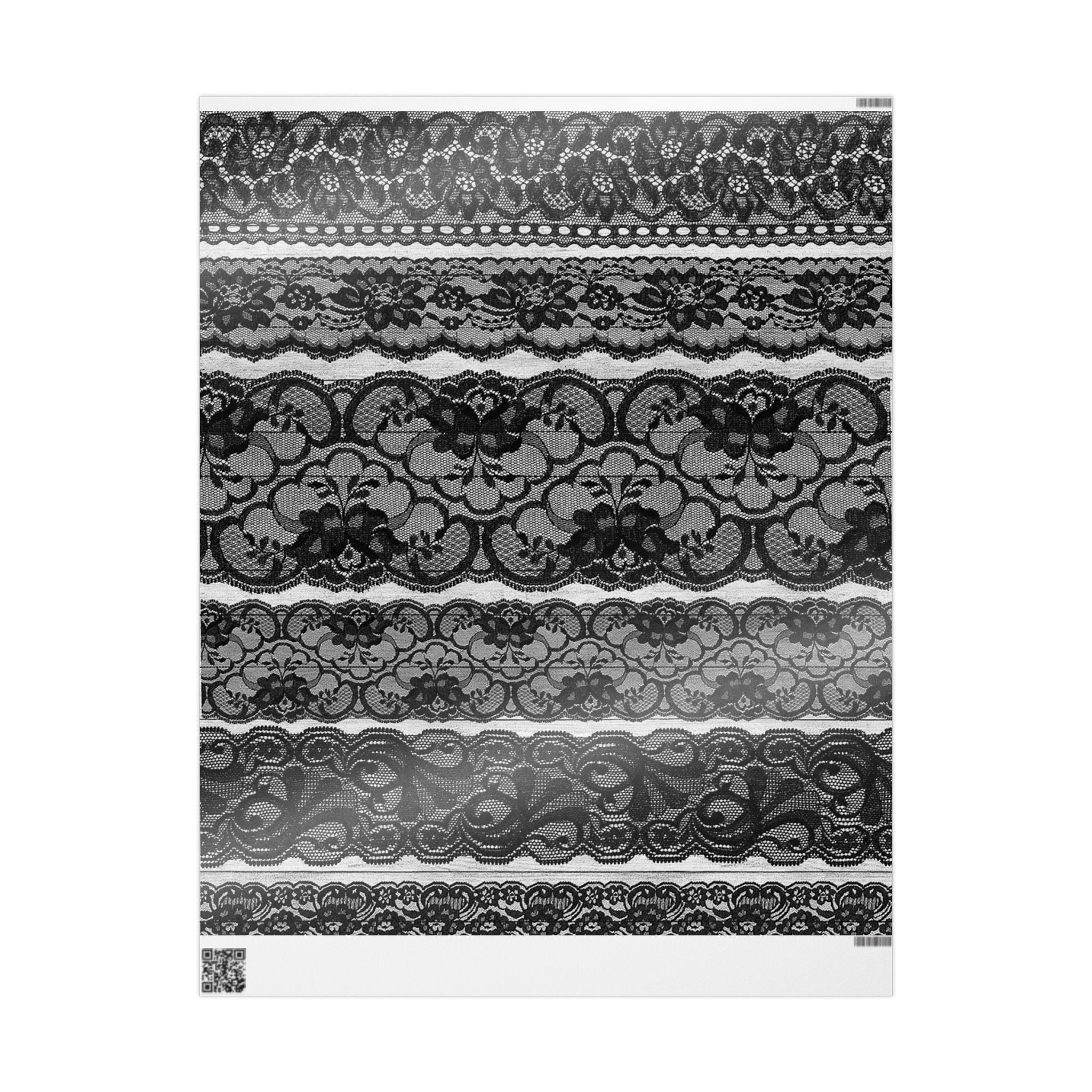 Elegant Lace Black and White Wrapping Paper, Gift Wrap for Weddings, Birthdays, Holidays, DIY Projects, Party Decor