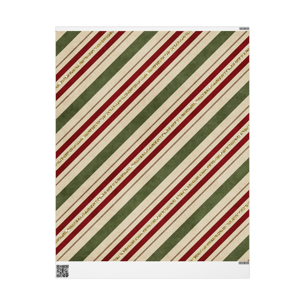 Festive Striped Wrapping Paper, Holiday Gift Wrap, Christmas Wrapping, Eco-Friendly Paper, Seasonal Decor