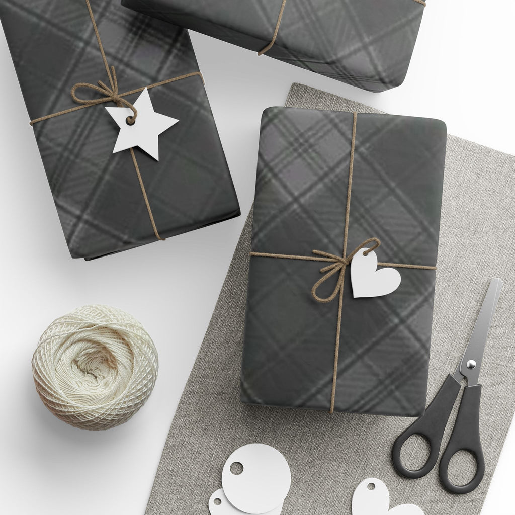 Elegant Black Plaid Wrapping Paper, Versatile Gift Wrap for Holidays, Birthdays, Weddings, and Special Occasions