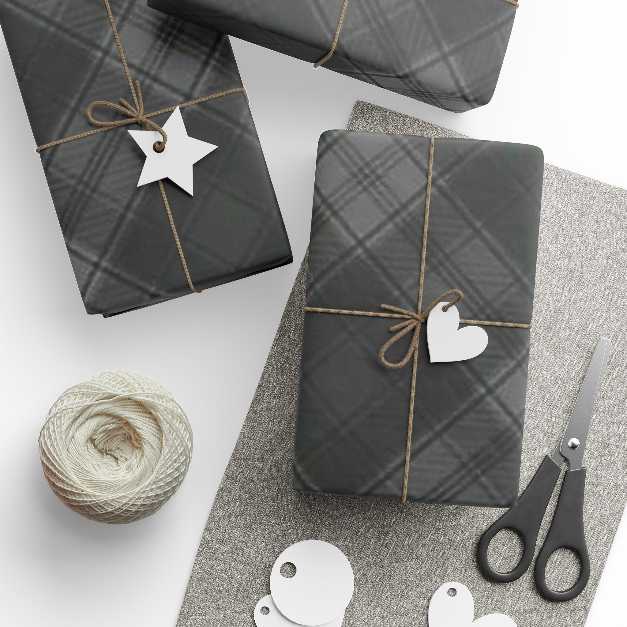 Elegant Black Plaid Wrapping Paper, Versatile Gift Wrap for Holidays, Birthdays, Weddings, and Special Occasions