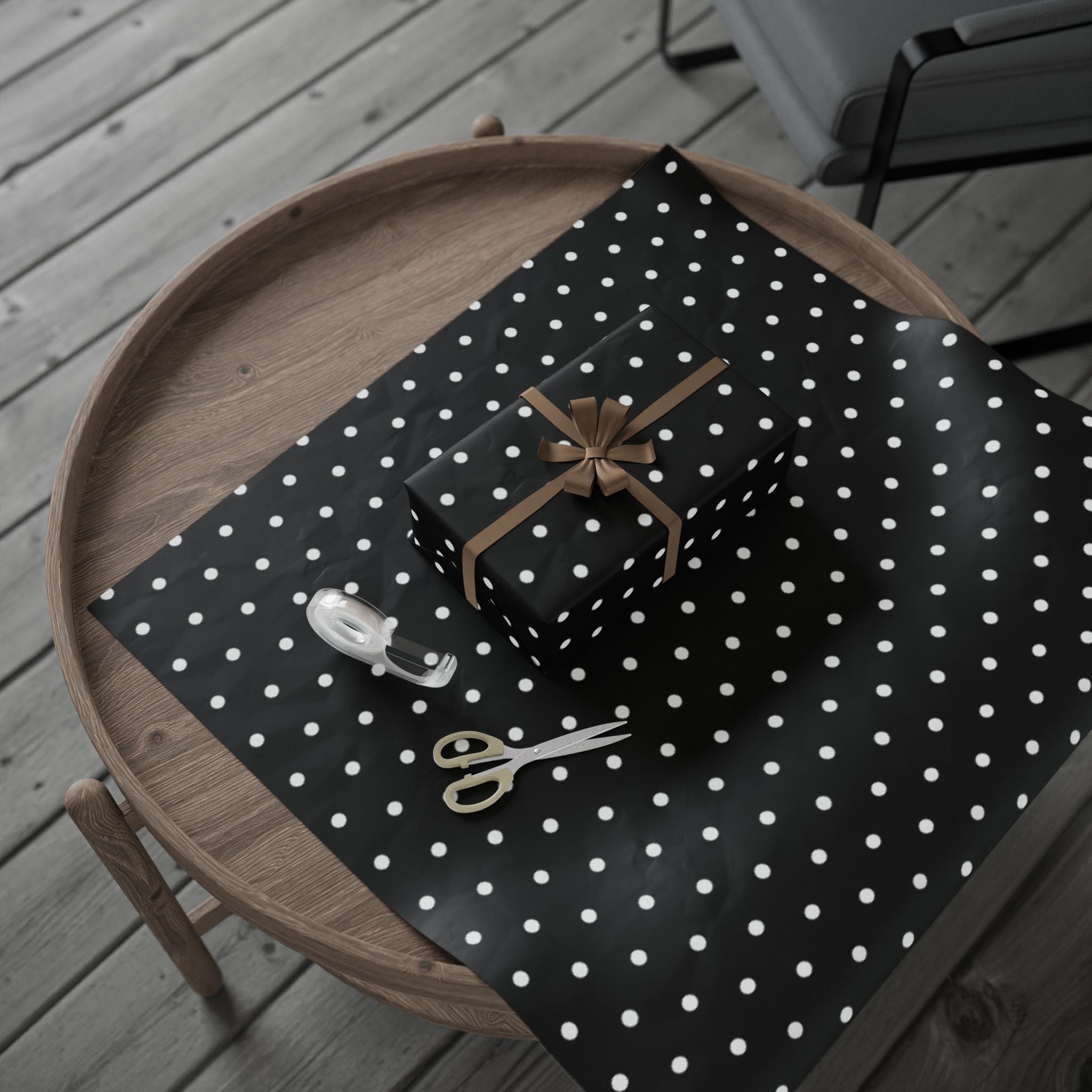 Stylish Polka Dot Wrapping Paper, Gift Wrap for Birthdays, Holidays, Parties, Elegant Black and White Design, Versatile Gift Packaging