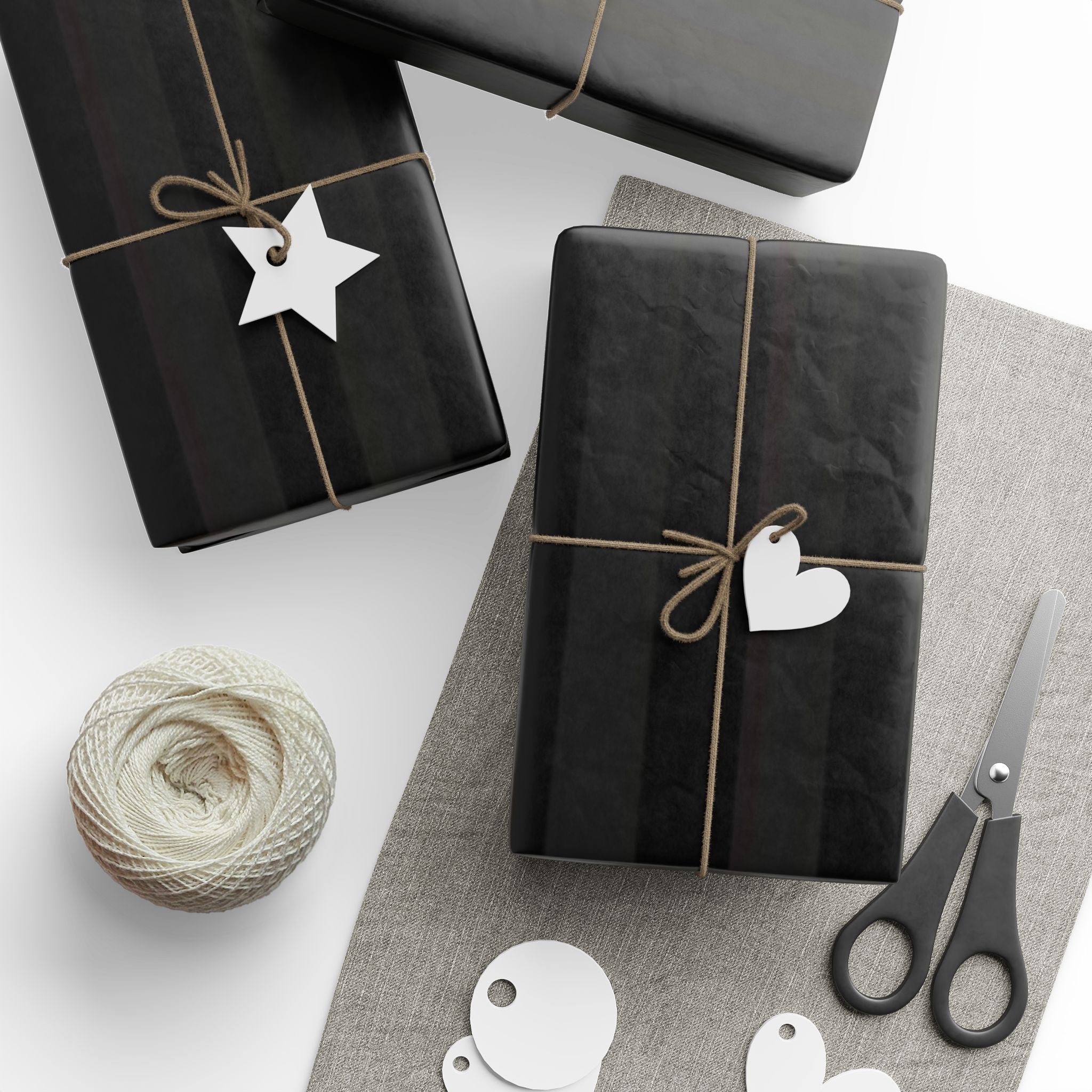 Elegant Black Wrapping Papers, Minimalist Gift Wrap Roll, Modern Party Supplies, Birthday, Holiday, Eco-Friendly Wrapping