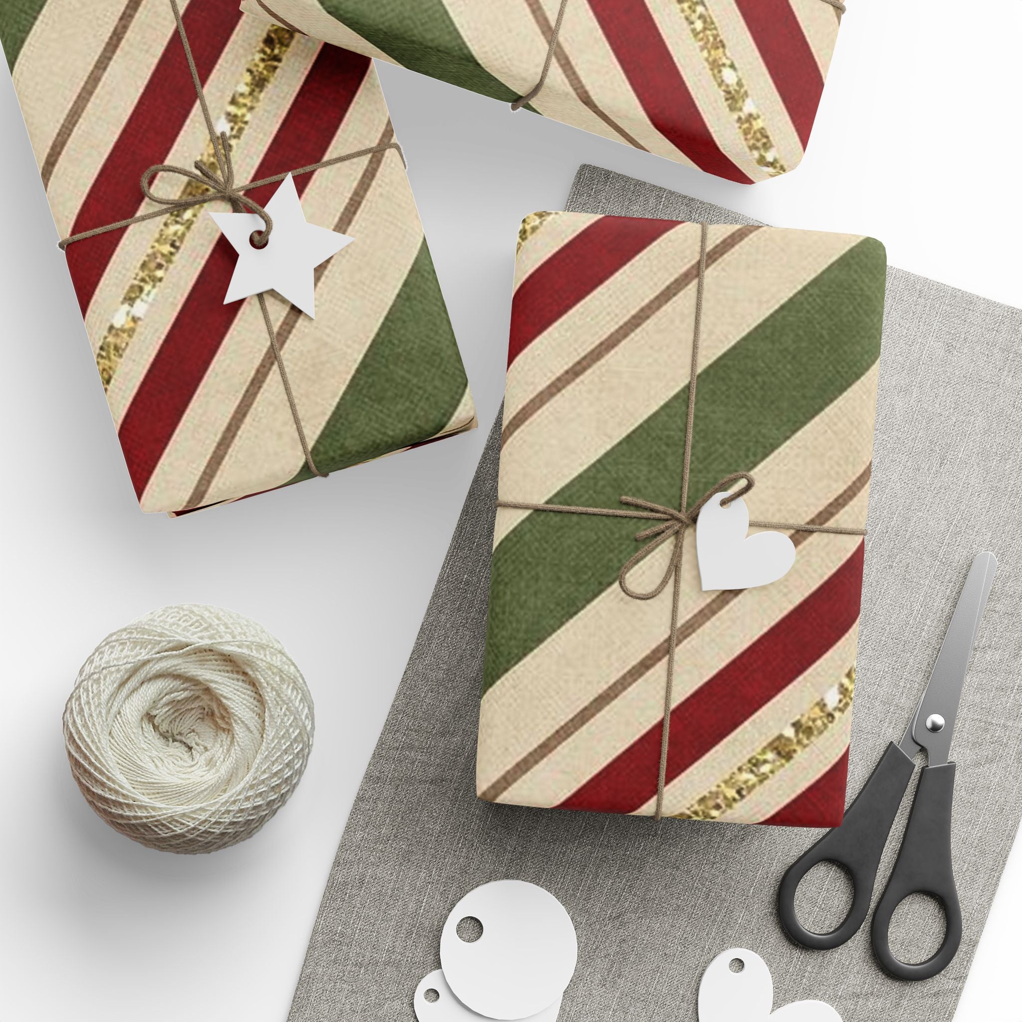 Festive Striped Wrapping Paper, Holiday Gift Wrap, Christmas Wrapping, Eco-Friendly Paper, Seasonal Decor
