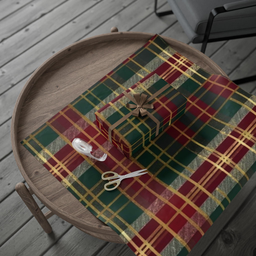 Plaid Wrapping Paper Roll, Holiday Gift Wrap, Christmas Decor, Festive Wrapping Paper, Eco-Friendly Gift Wrap