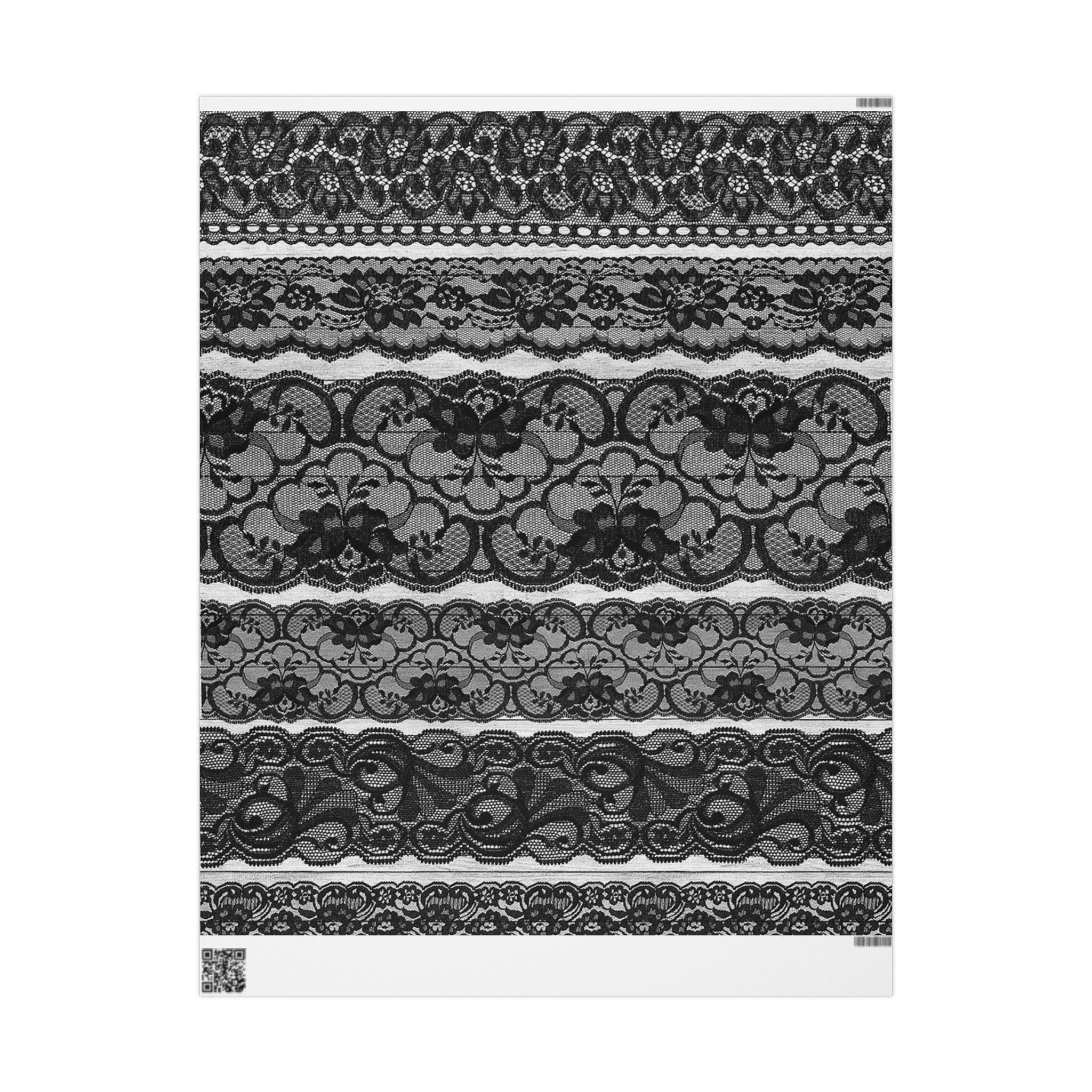 Elegant Lace Black and White Wrapping Paper, Gift Wrap for Weddings, Birthdays, Holidays, DIY Projects, Party Decor